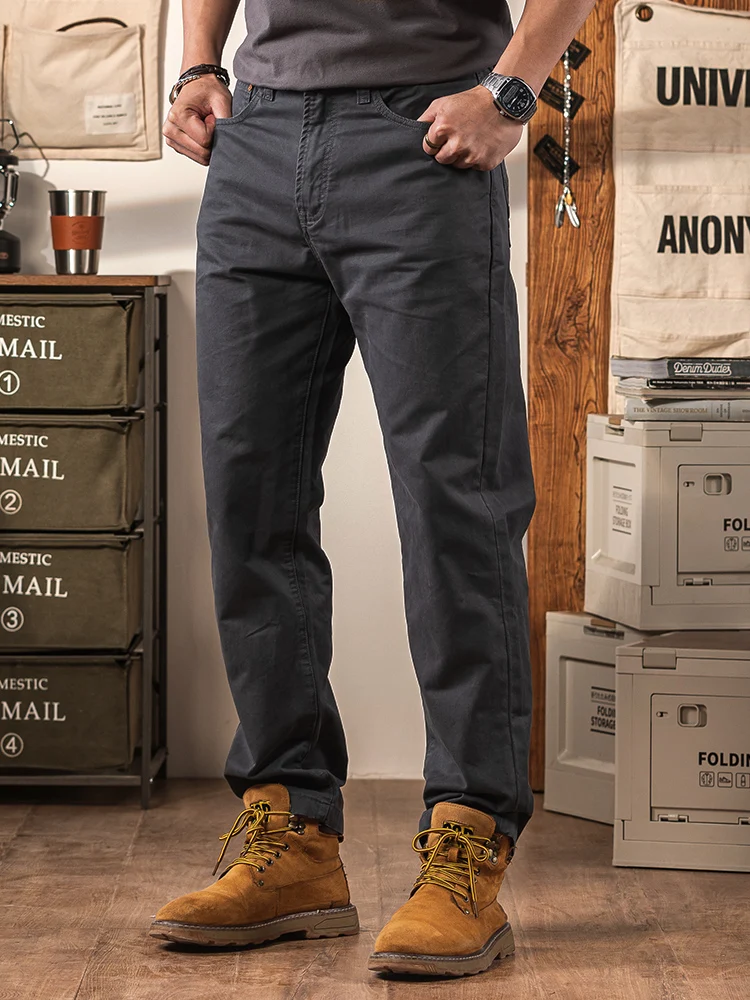 

American Retro ey Casual Pants Men's Straight Leg Summer Loose Jeans Cotton Workwear Long Trousers Faionable Ci Sle