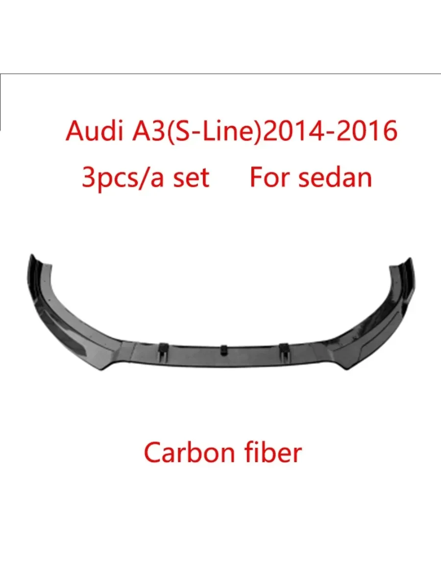 

Front Bumper Spoiler Protector Plate Lip Body Kit Carbon Surface Decorative Strip Chin Shovel For Audi S3 A3(S-line) 2014-2016