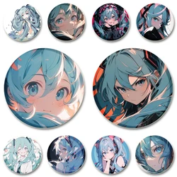 32/44/58mm Miku Cartoon Character Badge Cosplay Anime Cute Brooches Music Singer Enamel Pins for Clothes Backpack Jewelry Gifts