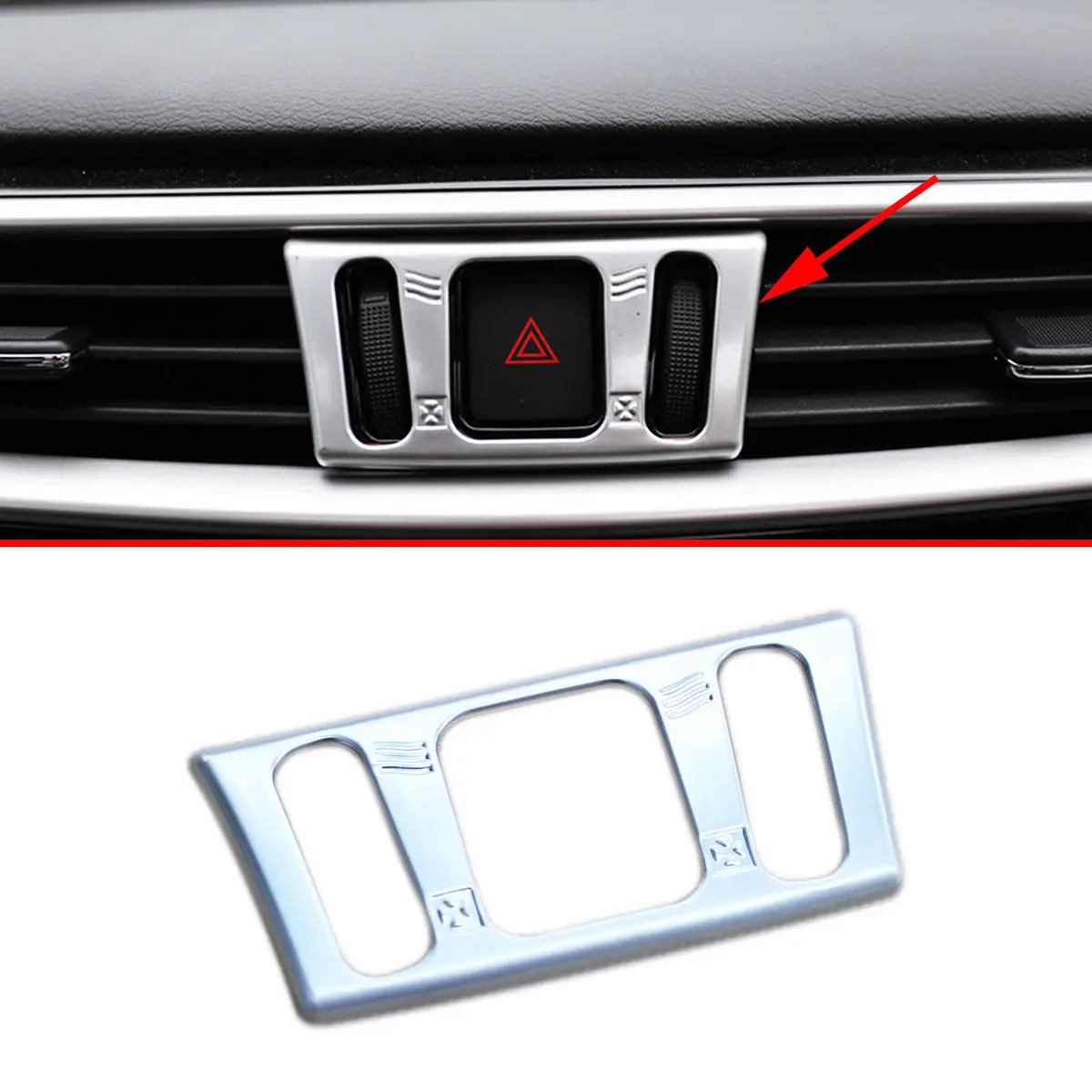 

Chrome Center Air Vent Outlet Cover For Nissan Qashqai J11 Rogue Sport Murano 2015-2017 2018 2019 2020 2021 Warning Light Trim