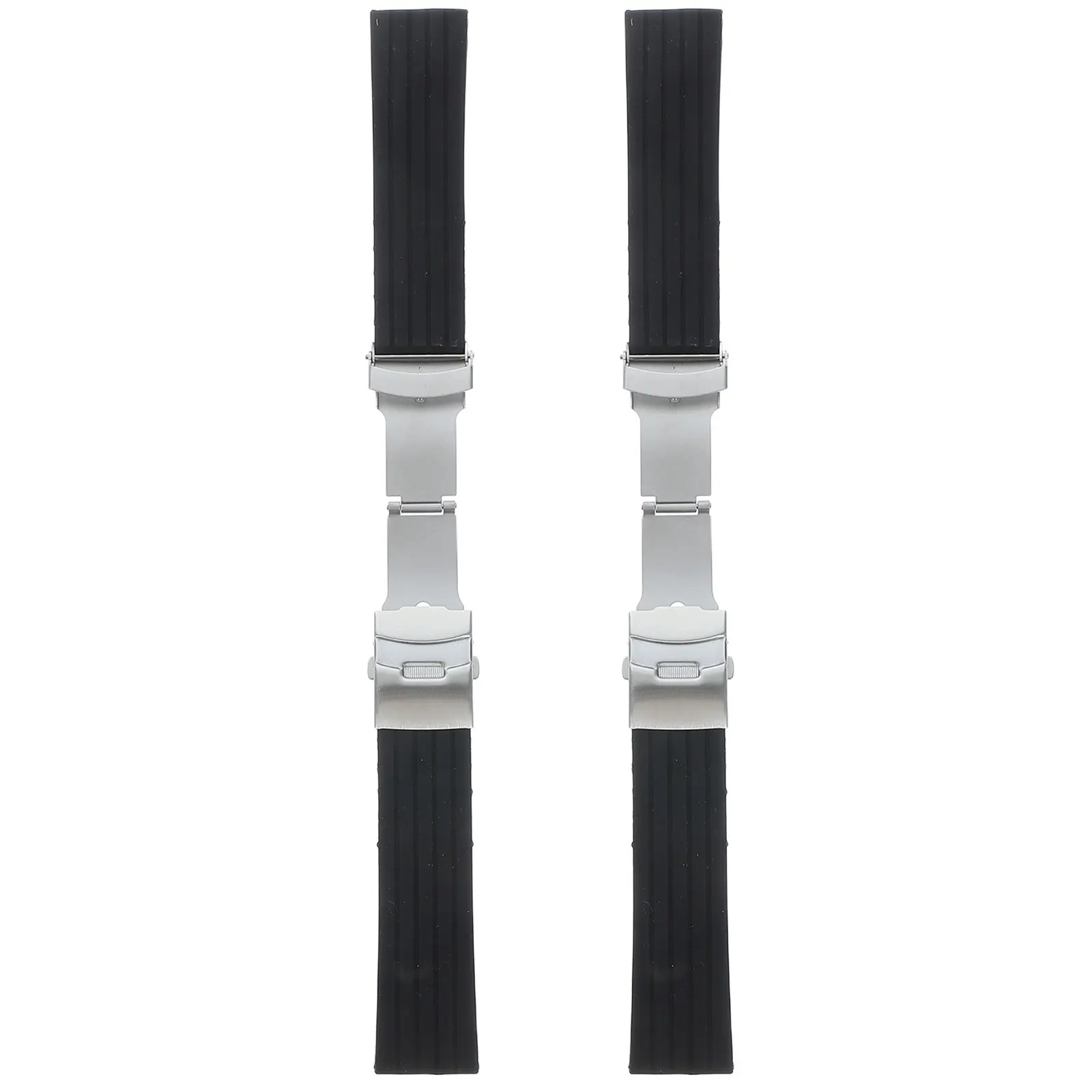 

2Pcs Silicone Watch Band Waterproof Foldable Replacement Strap 24Mm Black High Quality Breathable Anti Allergy for