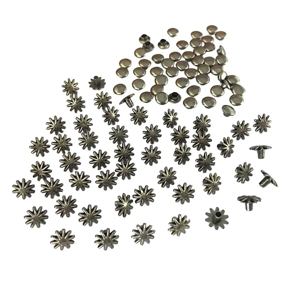 30 Sets Alloy Flower Rivets Studs Spikes Buttons for DIY Bags Shoes Decoration 8mm