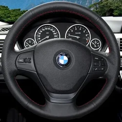 Car Products DIY Black Wear-resistant Faux Leather Car Accessories Steering Wheel Cover For BMW F30 F31 F34 F20 F21 F22 F23