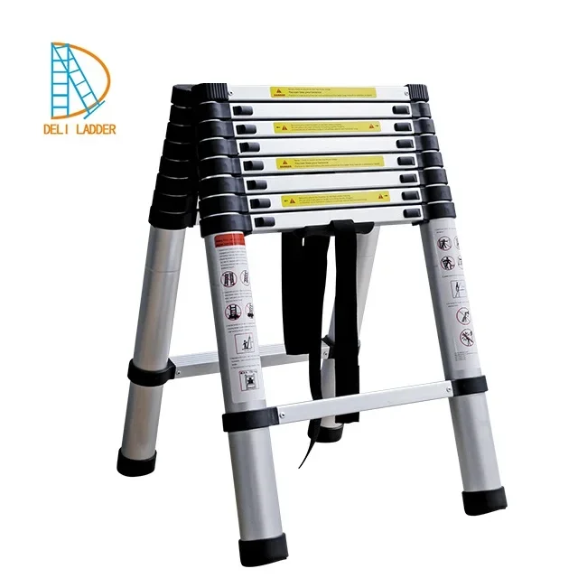 Deli A Frame Double Side Aluminium Telescopic Stepladder