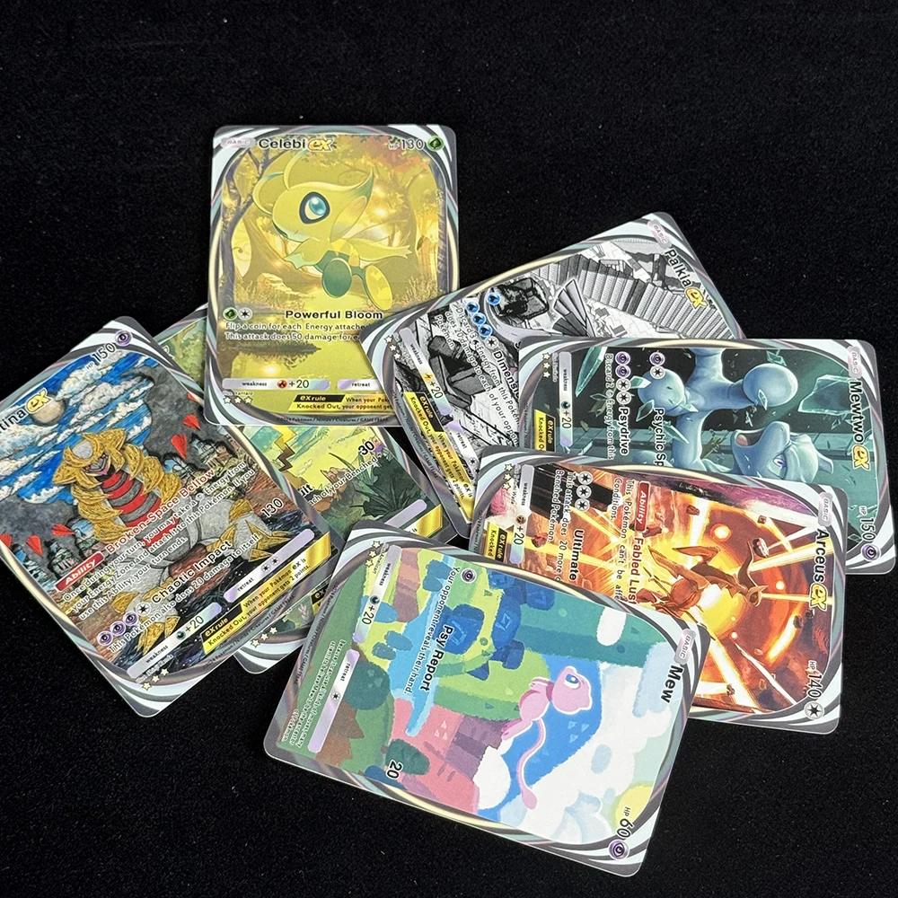 8 sztuk/zestaw Karty Kolekcjonerskie Anime Ptcg Mewtwo Arceus Giratina Palkia Dialga Wytłaczana Tekstura Karty Flash Trenerzy Angielskie Karty Prezent