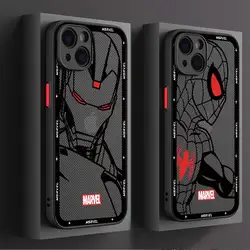 Luxury Marvel Spider Man Phone Case for Apple iPhone 15 Pro Max 14 Plus XR X 13 Mini XS Max 7 8 Plus 12 11 Pro Matte Cover