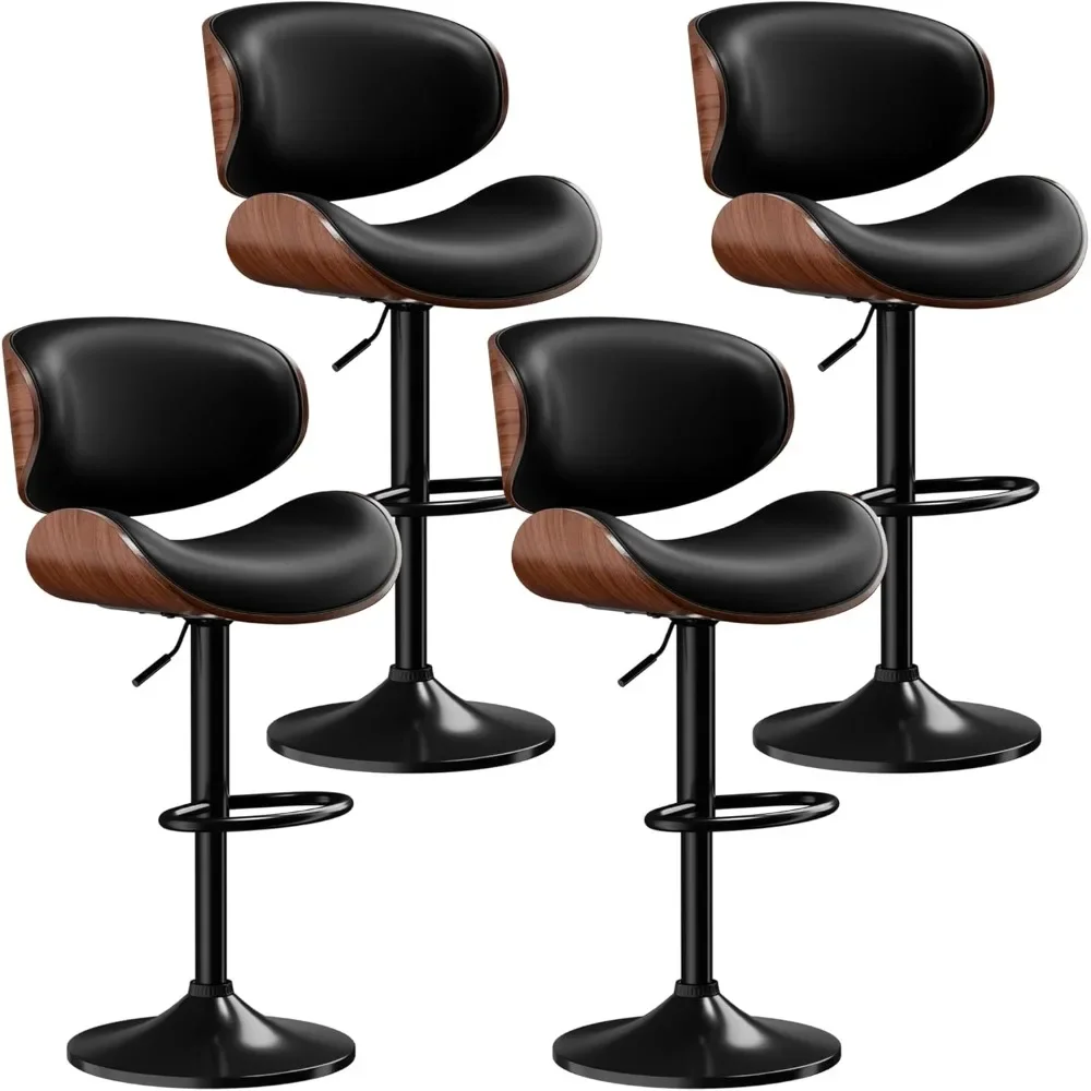 

Bar Stools Set of 4, Adjustable Swivel Bar Stools Mid-Century Modern PU Leather Counter Height Bar Stool