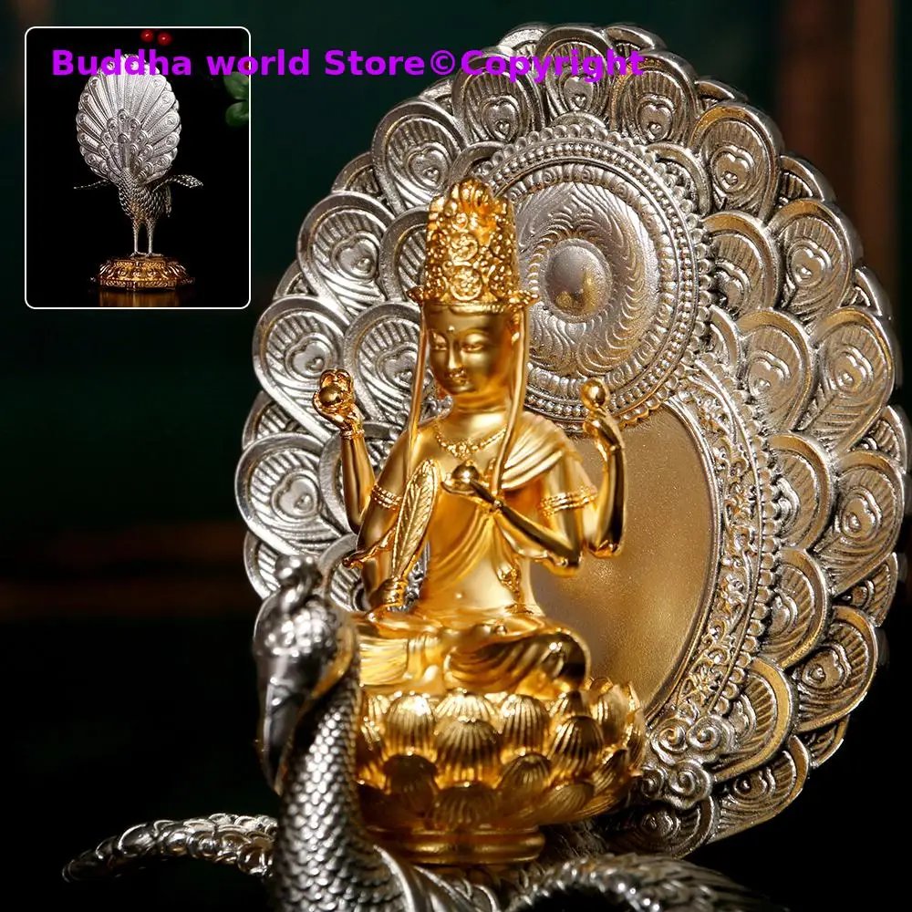 Peacock Ming King Mahamayuri Boutique high quality Holy Buddha statue copper statue Buddhist lama monk worship home offering