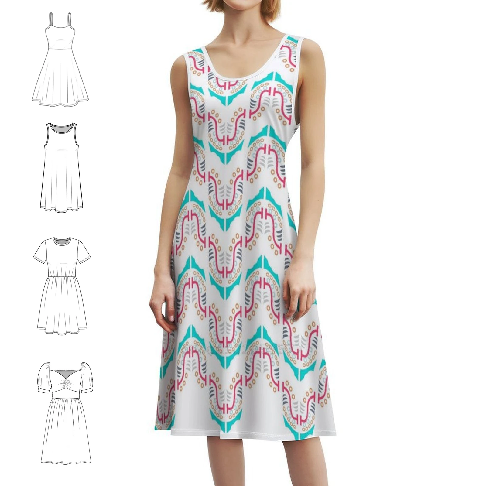 فستان قصير بتصميم نمط من القماش من Fem'Able للنساء على شكل حرف a فضفاض مناسب فستان يوم غير رسمي أنماط نسائية #1