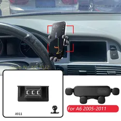 Gravity Car Phone Holder And Base For Audi A6 c6 4F 2005-2011 Navigation Bracket Horizontally Rotatable Stand Accessories