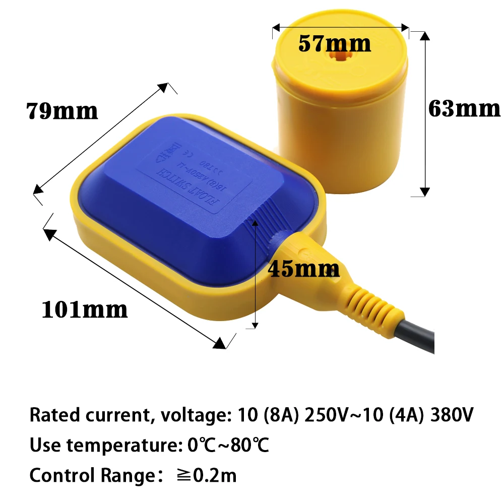 Imagem -02 - Controlador de Flutuador Líquido Fluido Líquido Controlador de Nível de Água Tanque de Bomba Sensor Contator Controlador 2m 3m 4m 5m