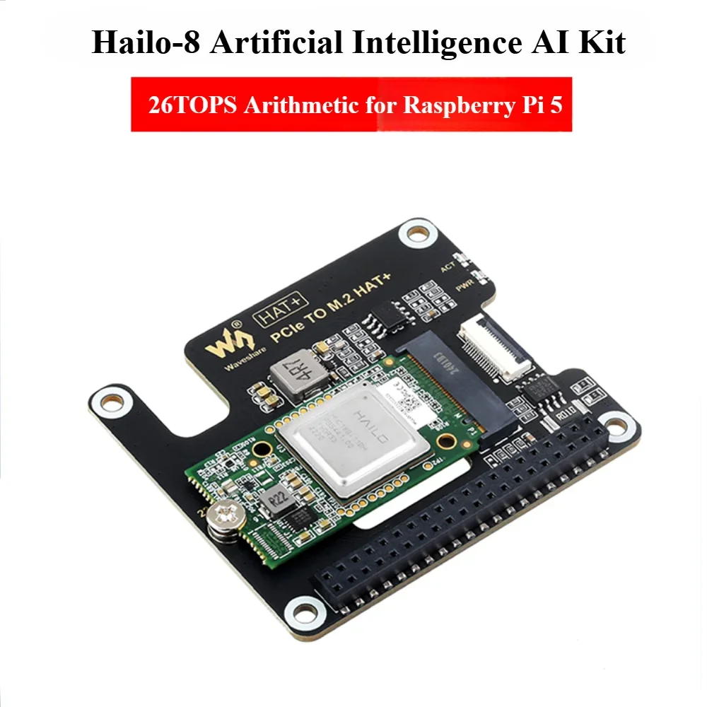 Raspberry Pi 5 Hailo-8 Expansion Board PCIE Expansion AI Acceleration Module 26TOPS Artificial Intelligence