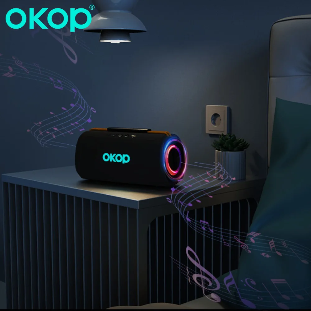 مكبر صوت بلوتوث OKOP، سطح مكتب منزلي، محمول خارجي، محمول باليد، إضاءة RGB مع مضخم صوت، مكبر صوت للحفلات الخارجية، TF USB LED #5
