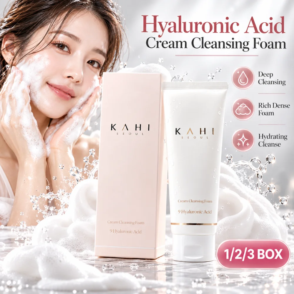 KAHI Hyaluronic Acid Cleansing Foam 80ml 9 Type HA Hydrating Facial Cleanser Rich Creamy Foam for Dry Sensitive Skin Face Wash