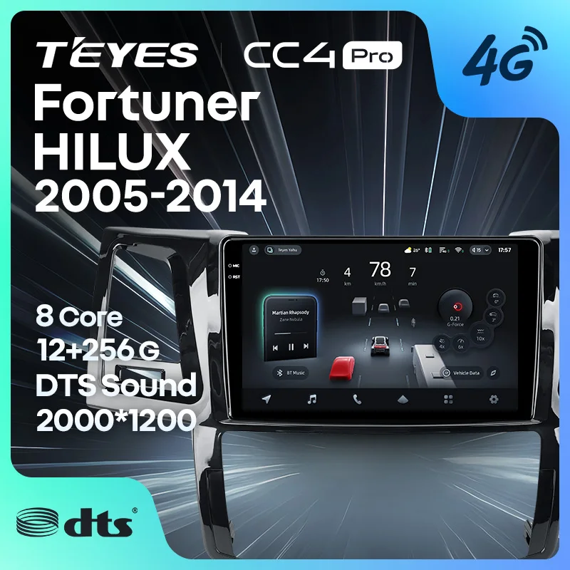TEYES CC4 PRO For Toyota Fortuner 1 AN50 AN60 HILUX Revo Vigo 2005 - 2014 CarPlay Radio Stereo Car Play Auto 2DIN Autoradio