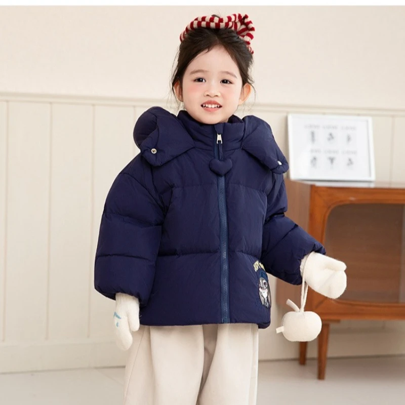 

Elsa & Snow White Girls Down Coat 2025, Hooded 90% White Duck Feather Winter Jacket for Kids Fashion Trend