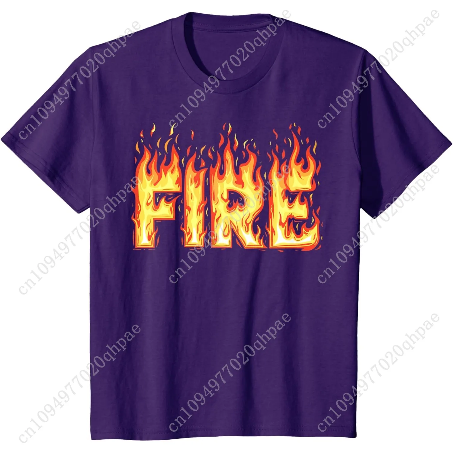 تي شيرت لهب النار للبالغين والأطفال والرجال والنساء زي النار والثلج