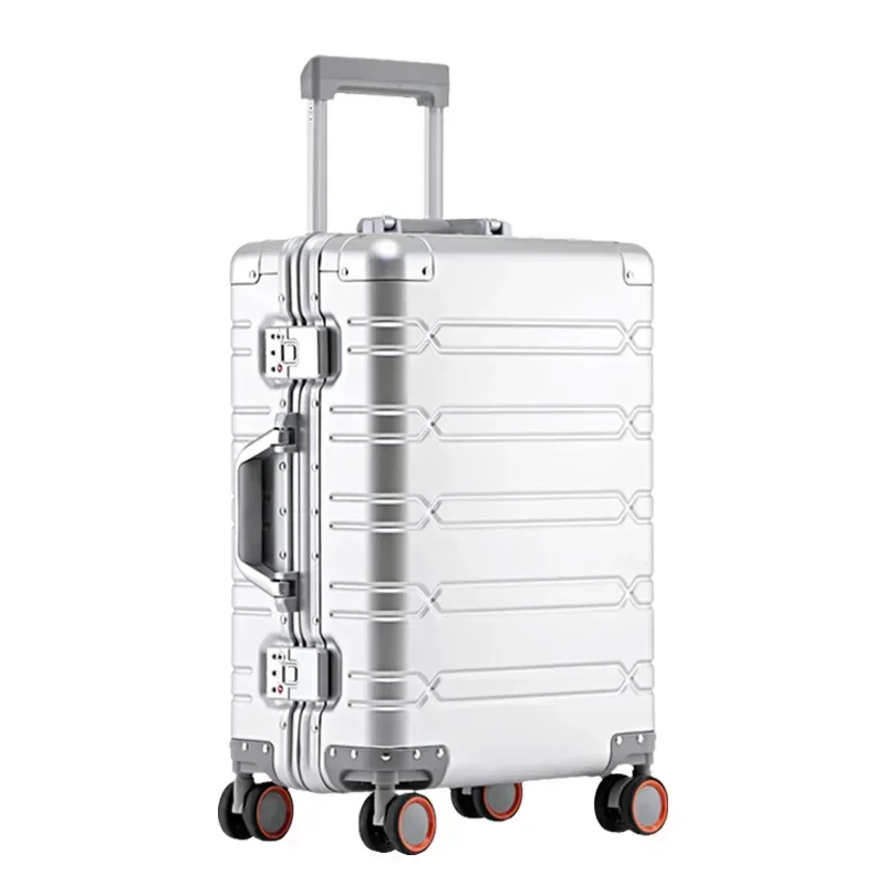 All Aluminum-magnesium Alloy Travel Suitcase Trolley Luggage Carry-Ons Cabin Suitcase Men's Business Rolling Luggage on Wheels