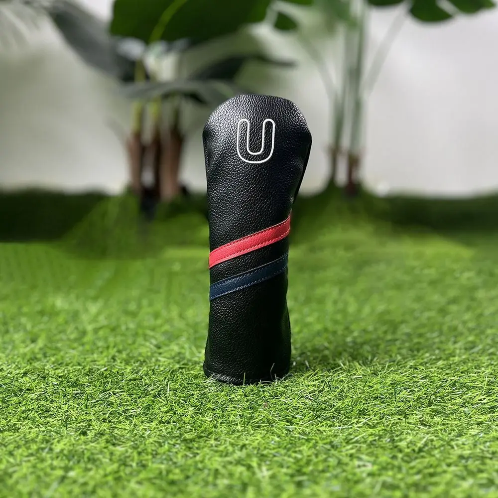 Double Line Golf Head Cover Digital Label PU Leather Golf Club Protector Waterproof Minimalist Wood Headcover Golf Supplies