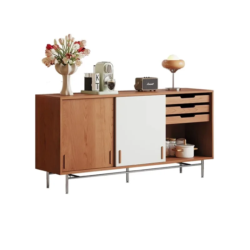 

Side cabinet retro living room storage TV cabinet sliding door Nordic modern simple dining room side cabinet
