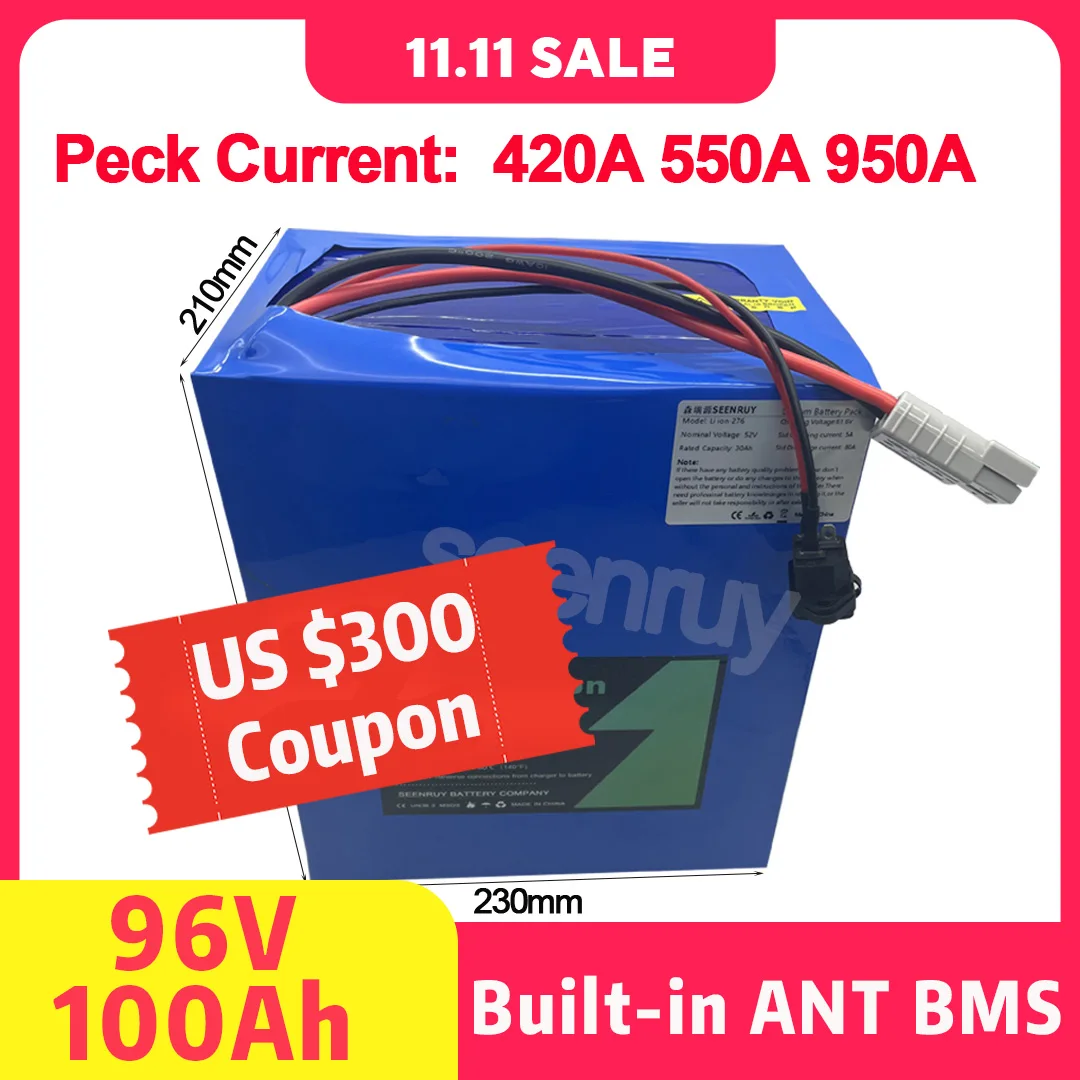 $300 Coupon! 96V 100AH Li-ion 170A 230A 400A Lithium Polymer Battery Pack Perfect For Forklift Crane Truck Tricycle MotorCycle