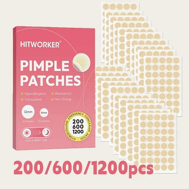 200/600/1200 قطعة من رقع حب الشباب |   خالية من الكحول، لطيفة وغير مهيجة، مناسبة لجميع أنواع البشرة، آمنة ومقاومة للماء