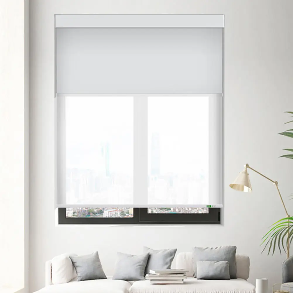 Cheap Manual Easy To Clean 100% Polyester Double Layer Motorized Roller Blinds For Home Window