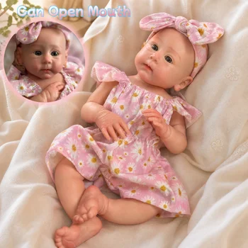 18-calowa, miękka lalka reborn z otwartymi ustami, wykonana z silikonu, dziewczynka z malowaną i nemałowaną skórą, lalka reborn dla kolekcjonerów.