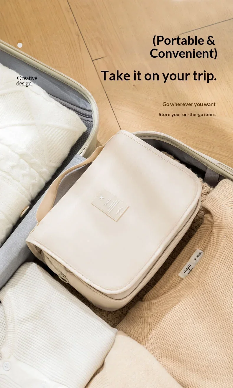 Tragbare Toilettenartikel-Tasche mit Haken, multifunktional, wasserdicht, abriebfest, mehrschichtig, großes Fassungsvermögen, Kosmetiktasche. – Detail 8