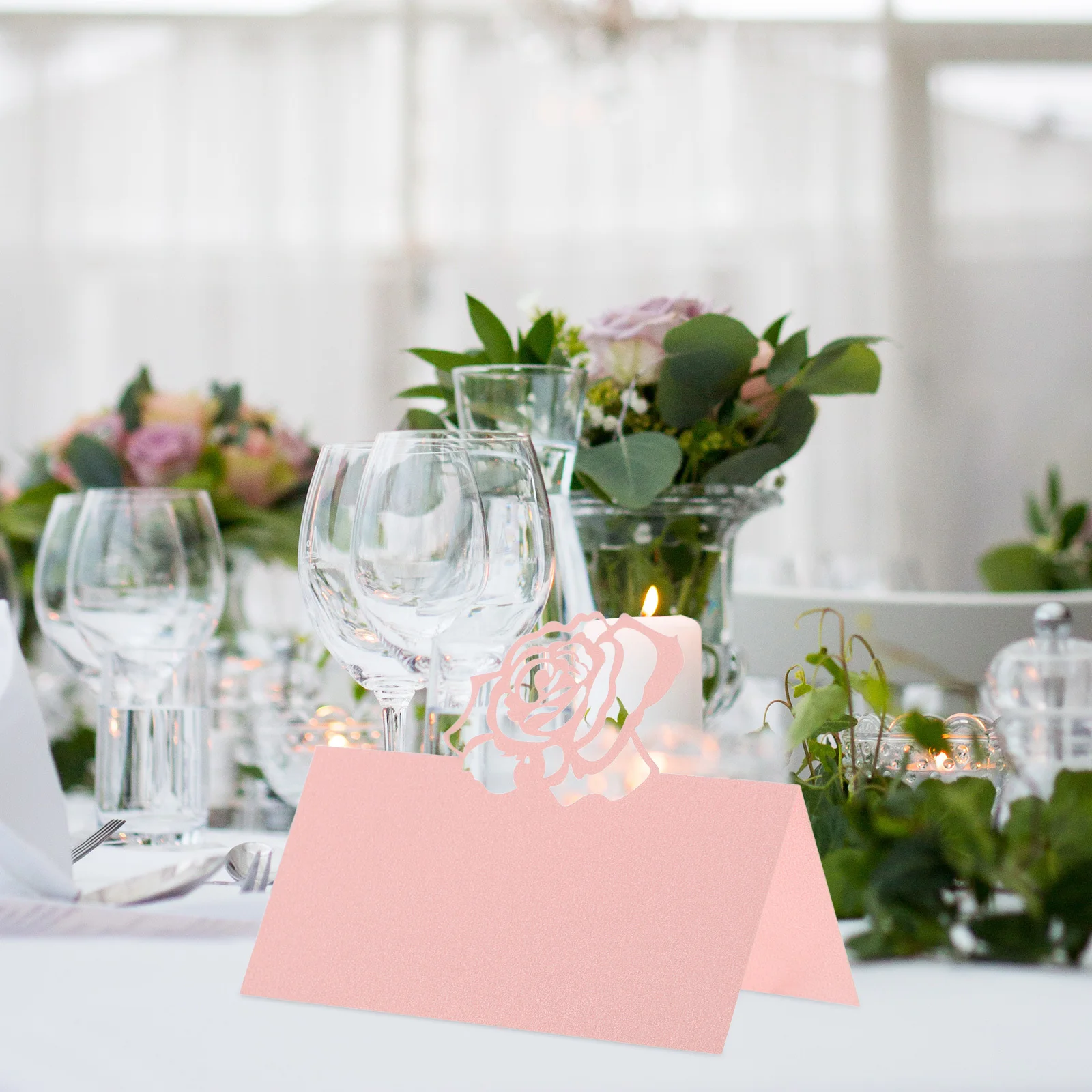 

50pcs Laser Cut Name Cards Rose Design For Wedding Table Setting Baby Shower Place Cards Table Number Tents Reserved Seating