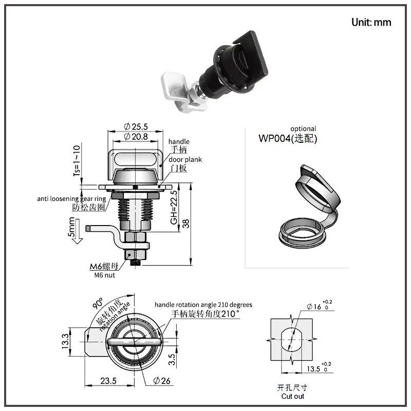 3pcs Zinc Alloy Industrial Door Locks Small Telescopic Tongue Electrical Automation Mechanical Equipment Business Store Security view 5