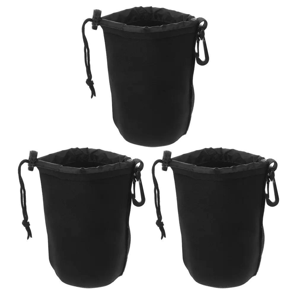 

3pcs Lens Bag Storage Protector Drawstring Pouch Bags Cases Waterproof DSLR Lens Case Neoprene Material Portable Flocking