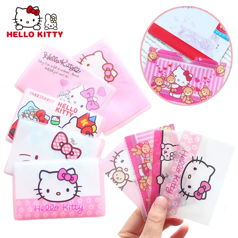 5pcs Hello Kitty Card Cover Cute Women Pvc Waterproof Scratch Resistant Non-slip Business Card Credit Card Bank Cards Protector