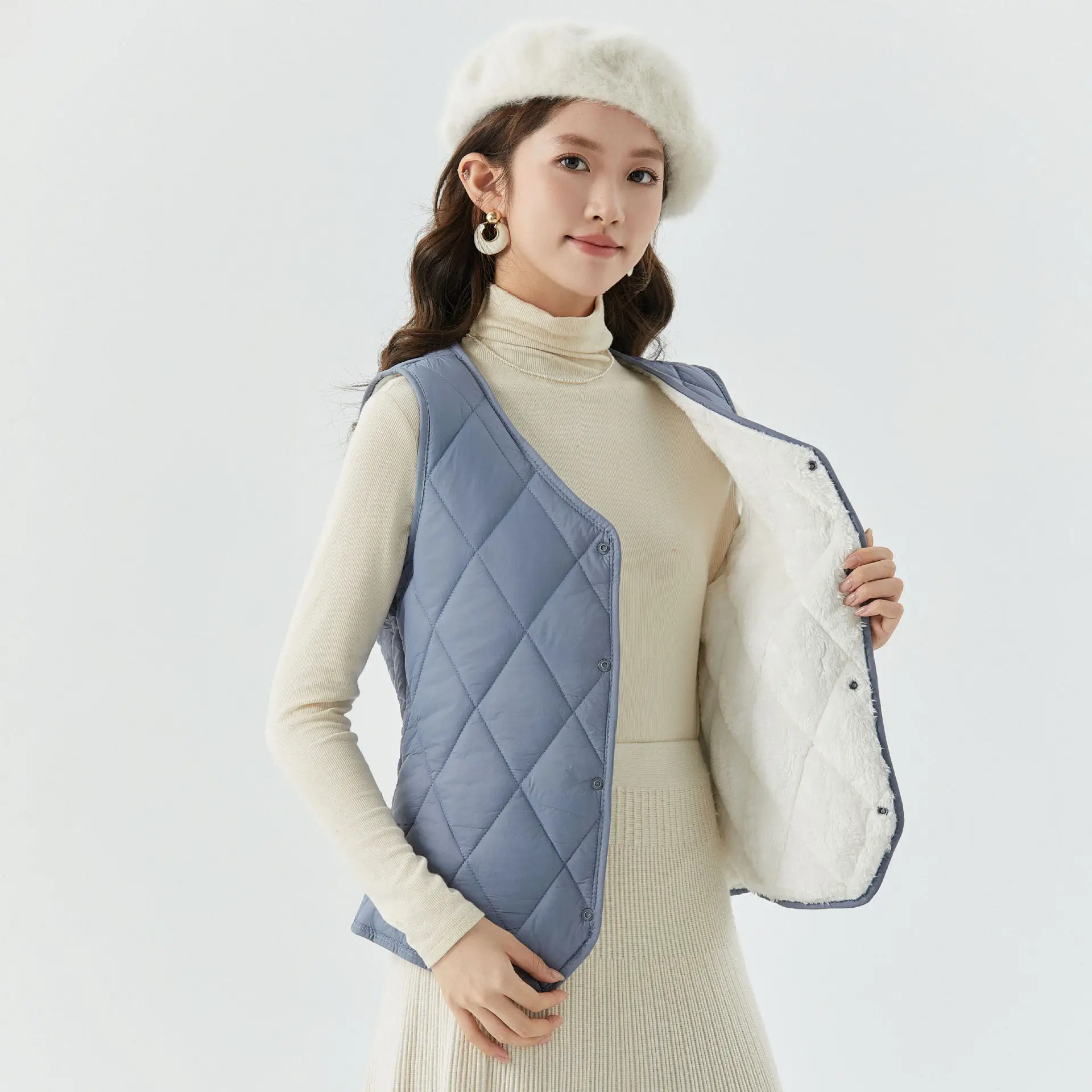 

Autumn Winter New Fashion Women's Velvet Casual Trendy Solid Color Sleeveless Single-breasted Simple Basic Vests Female Clothes