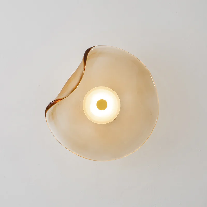 ضوء فاخر ما بعد الحداثة مصمم مدخل غرفة النوم ديكور بجانب السرير جدار خلفية مستديرة جدار صحن طائر زجاجي غير منتظم