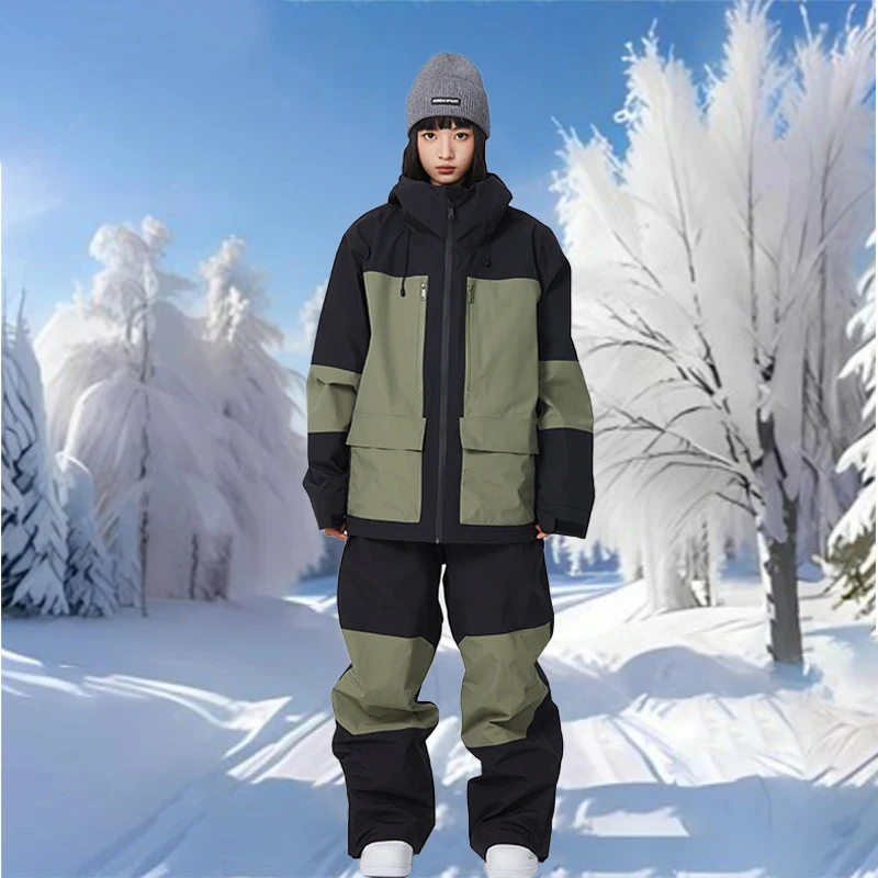 

Winter Outdoor Warm Wind Proof Waterproof Ski Jacket Pants Set 2025 New Sports Adults Breathable Snowboard Clothes Woman Skiwear