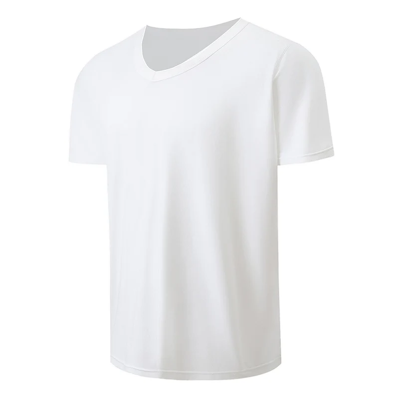 Imagen 5: 3/1 Uds. Camiseta básica clásica de manga corta en blanco y negro para hombre, Top pequeño cómodo e informal con cuello en V, verano y otoño