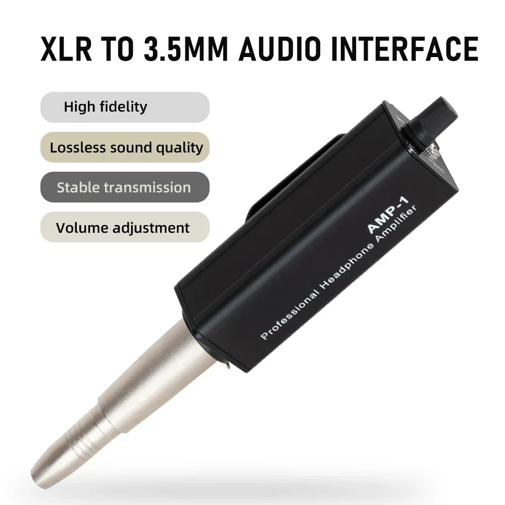 Portable Headphone Amplifier Converter XLR To 3.5MM Audio Interface Mini HIFI Headphone Amplifier Clip Mount Amplifier Converter