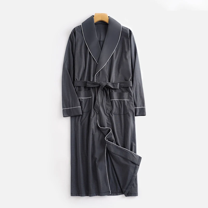 الرجال ملابس خاصة بلون بسيط مشروط التلبيب رداء حجم كبير 4Xl Bathrobe بنين فضفاض ملابس المنزل غير رسمية ملابس النوم