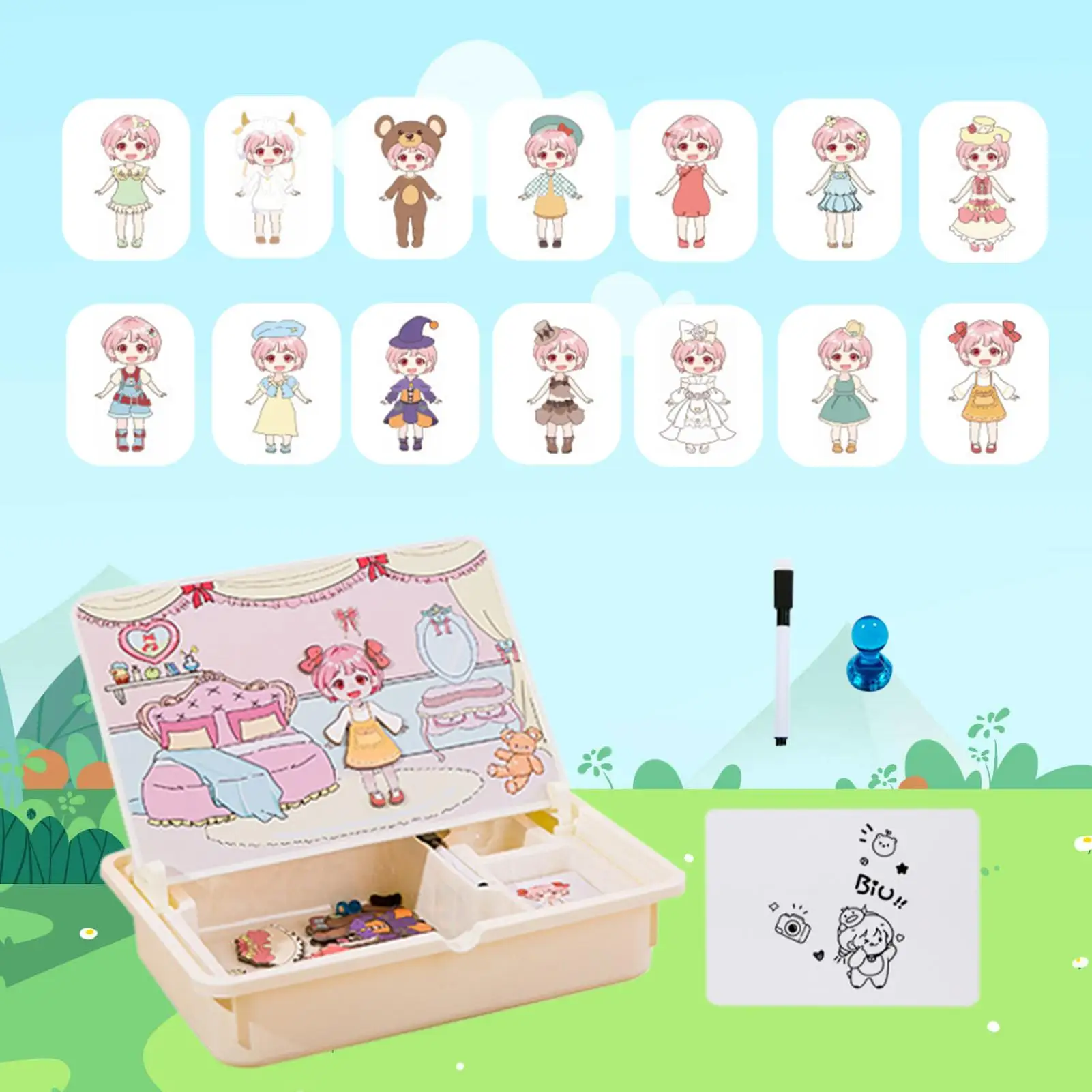 Quebra-cabeça magnético para crianças, brinquedos de aprendizagem, jogos de tabuleiro de viagem com estojo de transporte para crianças pré-escolares de 3 anos ou mais, meninos e meninas