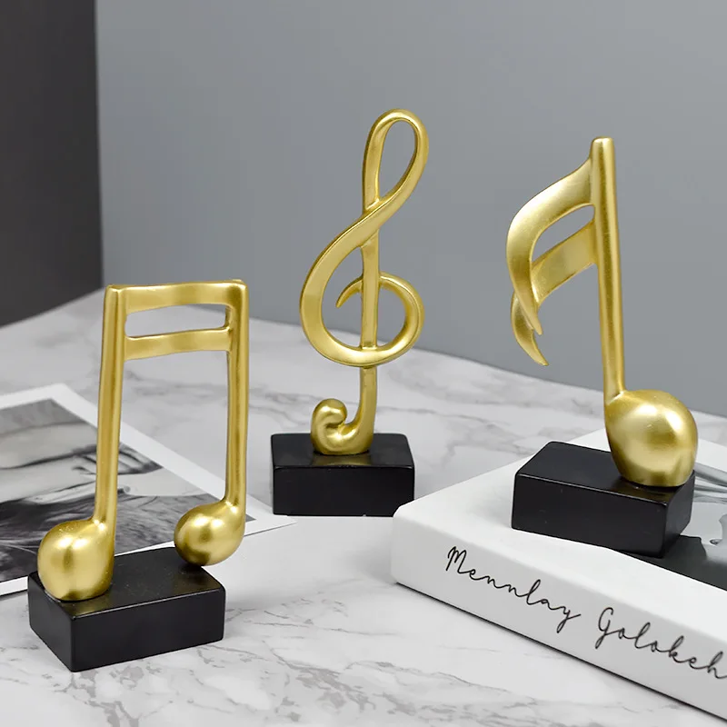Creative music elements Resin handicrafts ornaments Gold music notes Desktop porch Home decoration Handmade