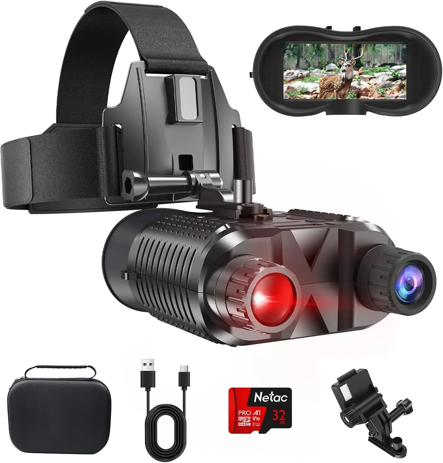 Night Vision Binoculars, Digital Infrared Goggles with Screen for Viewing