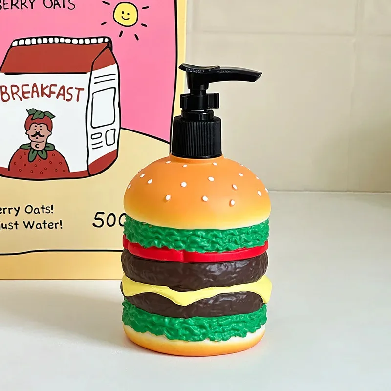 

Hamburger Shaped Soap Dispenser - Refillable Hand Soap, Shower Gel & Shampoo Bottle for Bathroom, Fun Bathroom Accessories