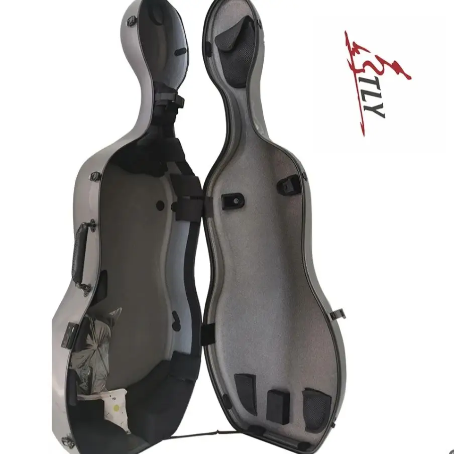 100% Pure Carbon Fiber Cello Hard Case with Combination Lock High-Grade Light Weight for 3/4 4/4 Size Cellist