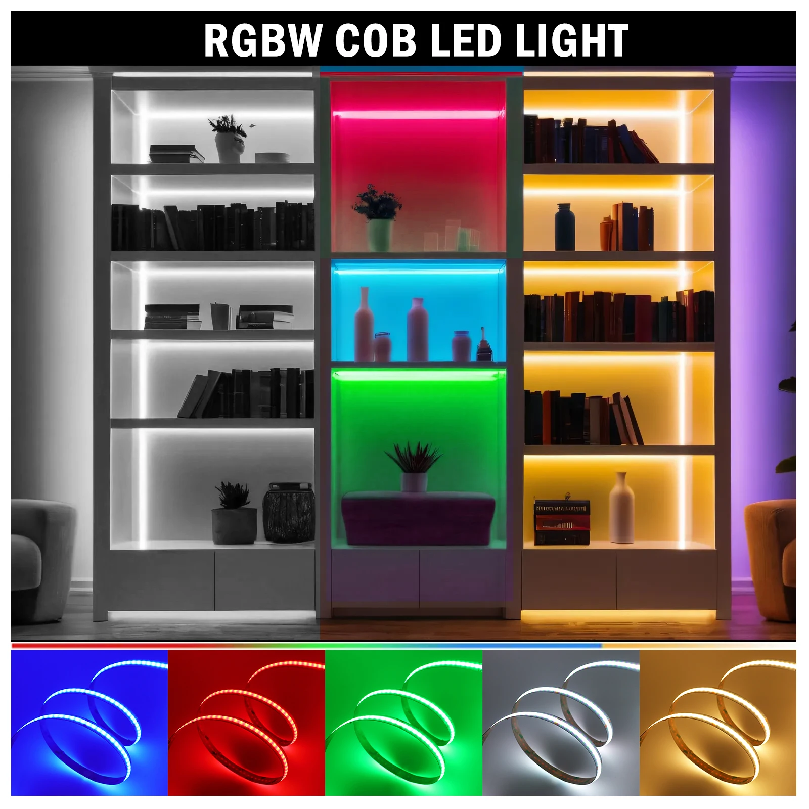 RGBW RGBCCT RGB COB LED Strip Light 24V 672/784LEDs/M FlexHigh Bright Dotless Colorful Adhesive Tape Room Linear Lighting 5/10m