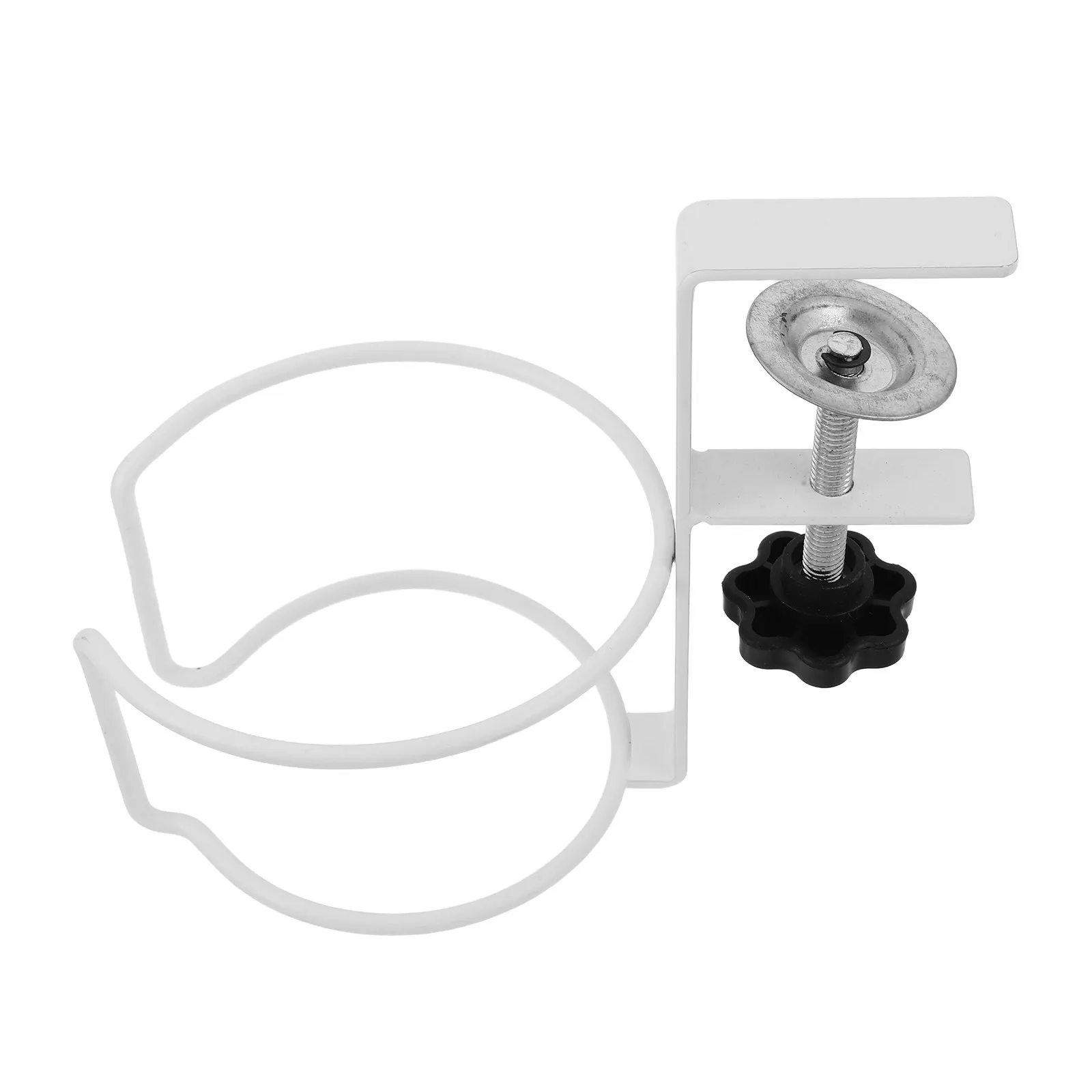 Adjustable Desk Cup Holder Clamp White Table Edge Mount for Mugs Water Bottles Coffee Cups Office Desktop Organizer Easy Clean