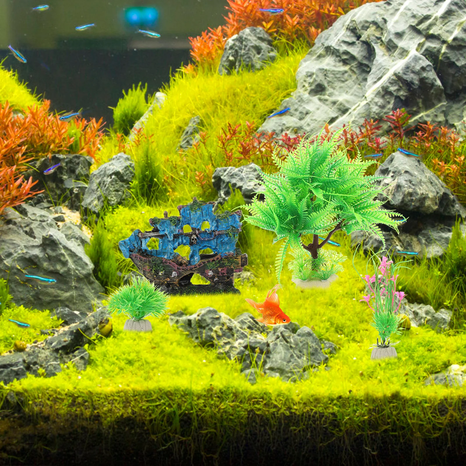 

1Set Delicate Aquarium Fake Plant Realistic Fish Tank Decor Decorative Accessory Desktop Aquarium Ornament Fake Plant