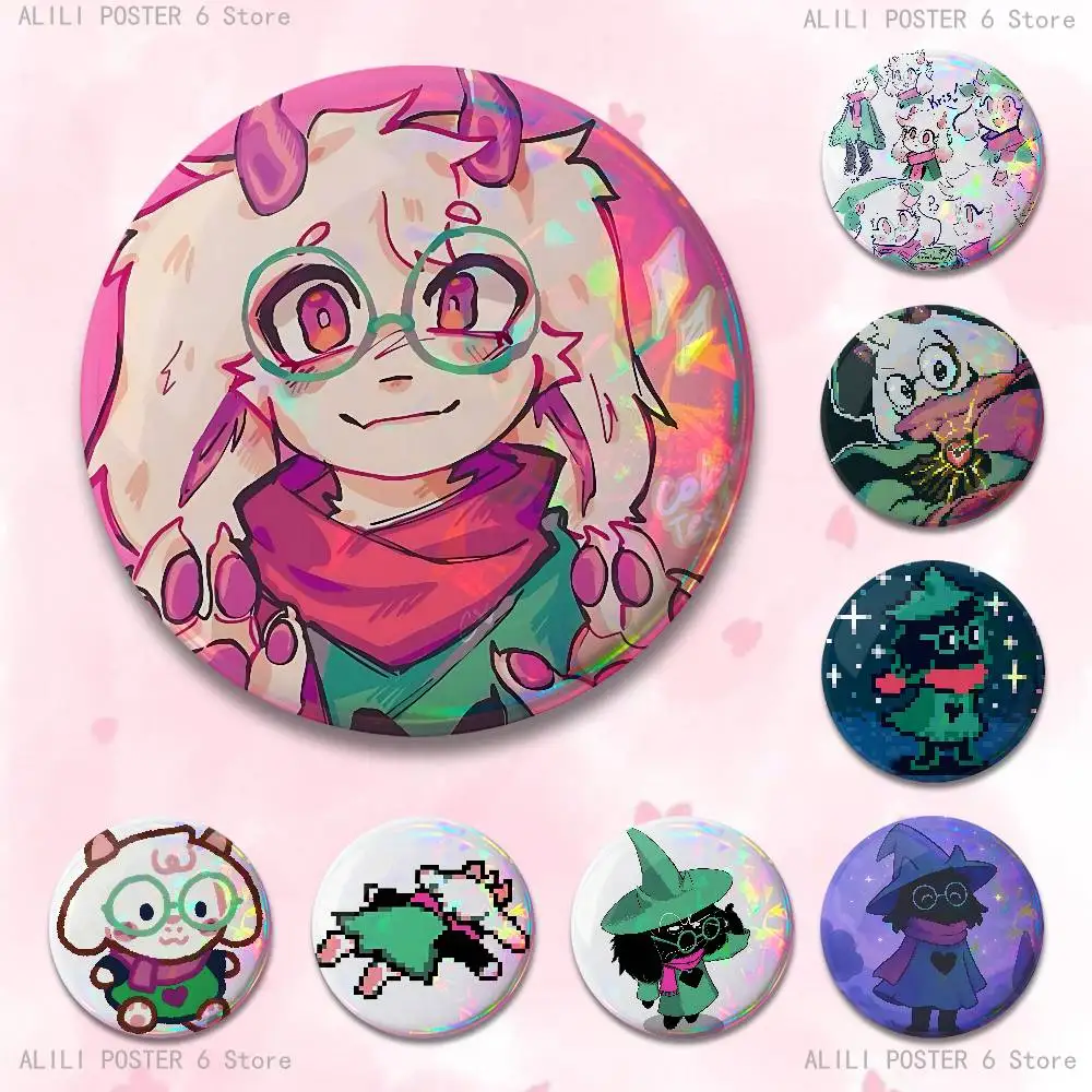 D-Deltarune Ralsei Emaille Pin Weißblech Runde Brosche Cosplay Nijigen Otaku Kultur Abzeichen 58mm 44mm 32mm 75mm 25mm