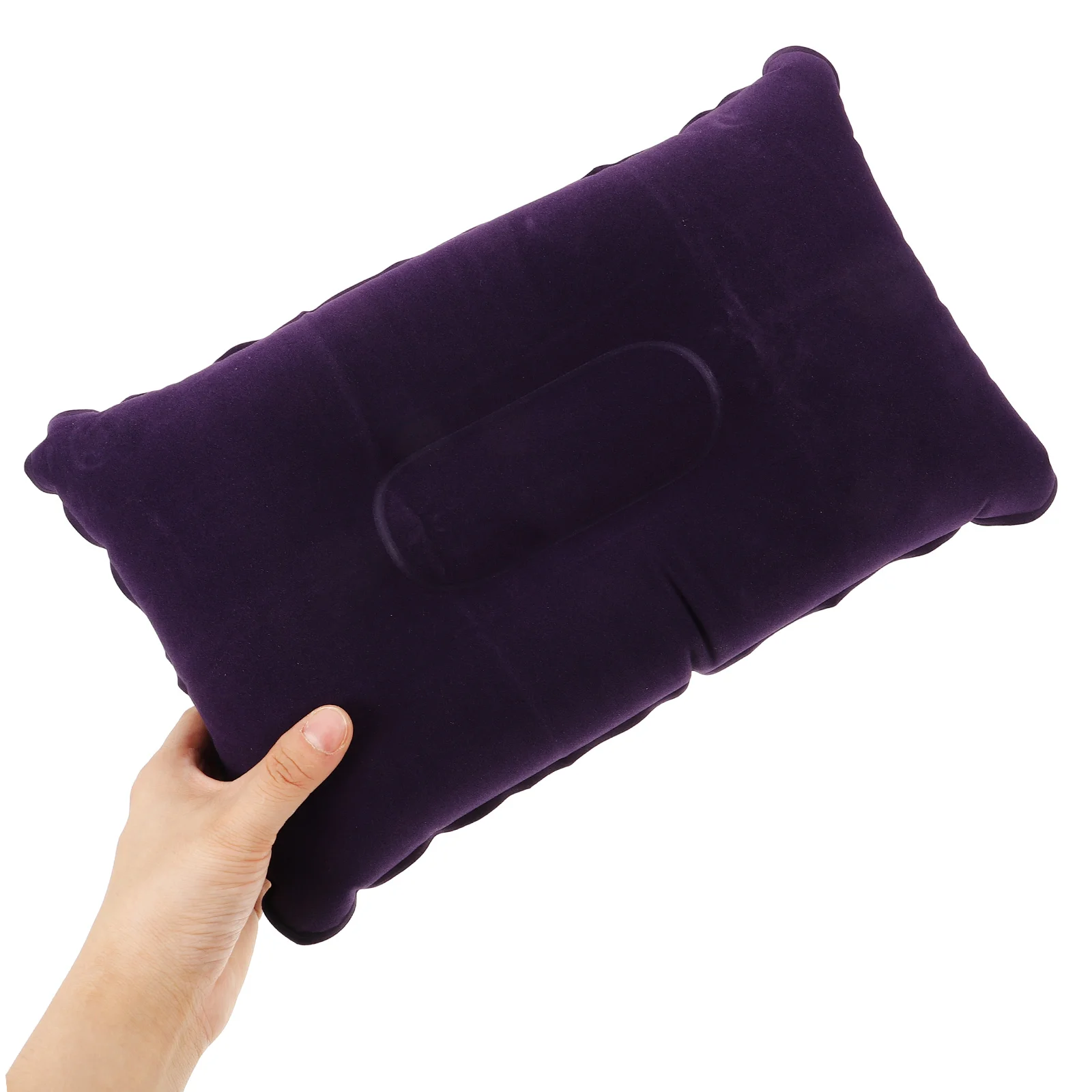 Super-thick Flocking Fabric Inflatable Pillow Portable Travel Pillow for Outdoor Activities (Dark Blue)