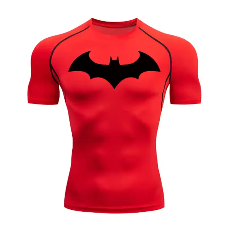 Fledermaus-Grafik-Kompressionshemden für Herren, kurzärmelig, Rashguard, Fitnessstudio, Workout, Laufen, T-Shirt, Sommer, sportlich, schnell trocknend, T-Shirts